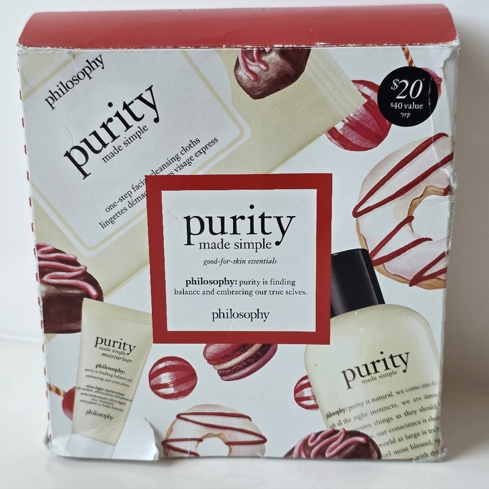 Philosophy Purity Made Simple Cleansing Set Cleanser & Cleansing Cloths NIB